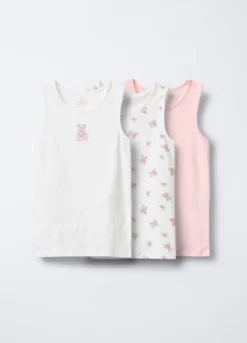 Pack 3 canotte in costina di puro cotone bambina