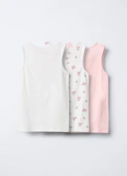 Pack 3 canotte in costina di puro cotone bambina