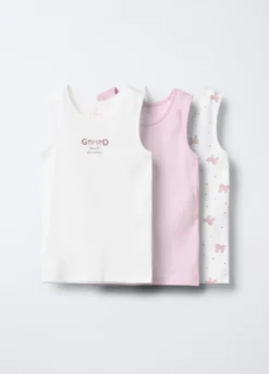 Pack 3 canotte in costina di puro cotone bambina