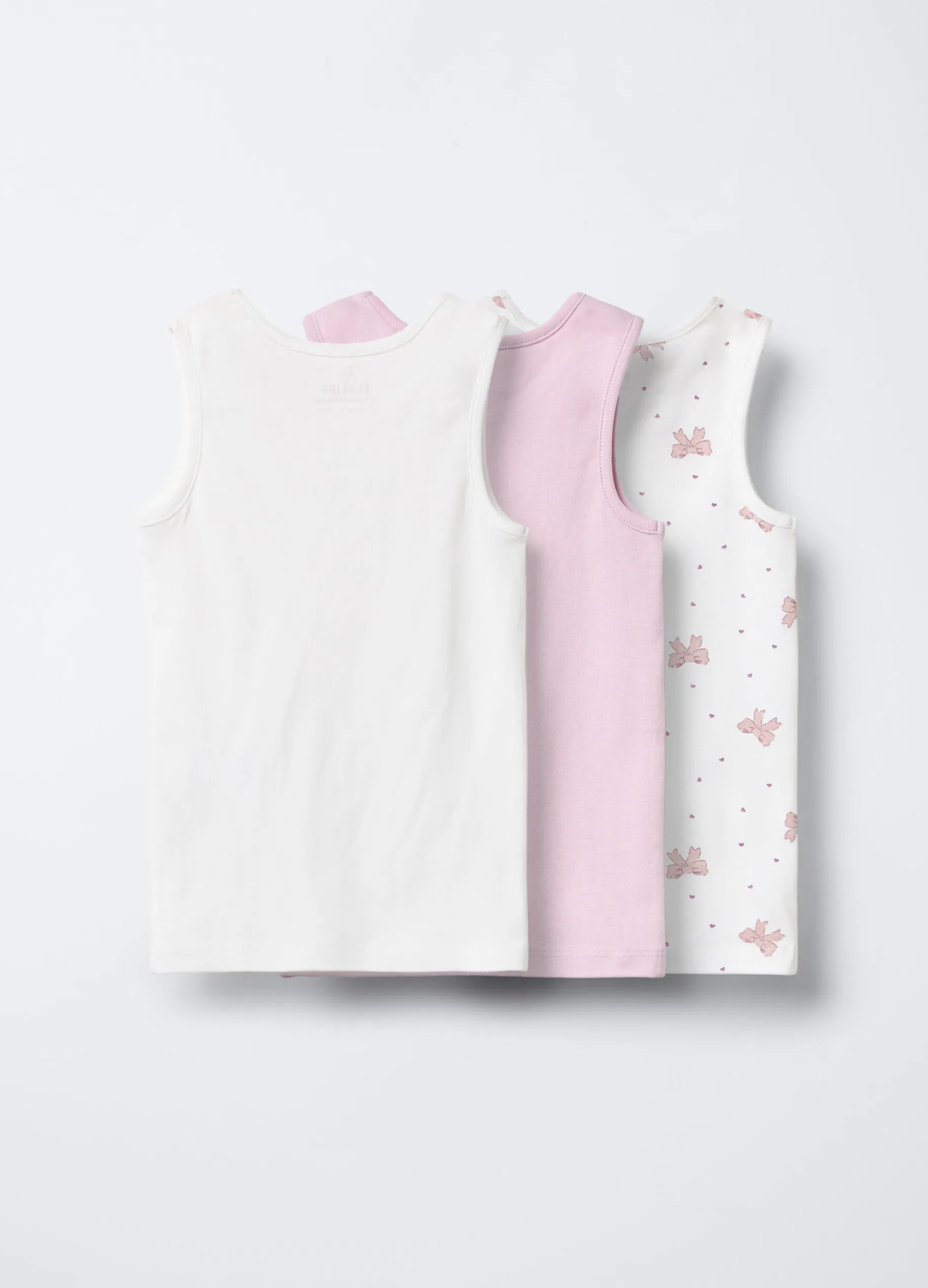 Pack 3 canotte in costina di puro cotone bambina