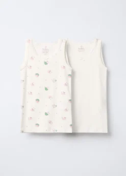 Pack 2 canotte in costina di puro cotone bambina