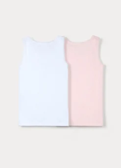 Pack 2 canotte in puro cotone pointelle bambina