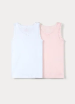 Pack 2 canotte in puro cotone pointelle bambina