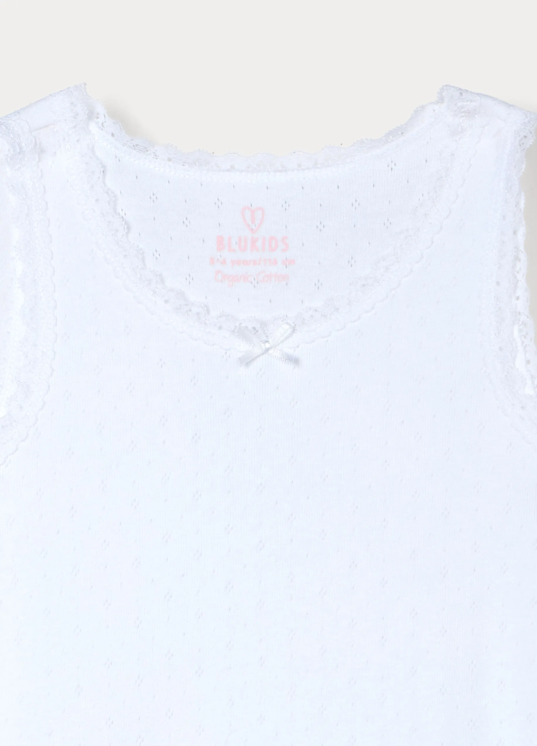 Pack 2 canotte in puro cotone pointelle bambina