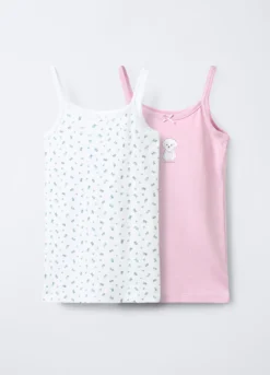 Pack 2 canotte intime in costina di puro cotone bambina