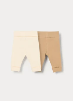 Pack 2 leggings in costina di cotone stretch
