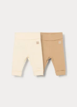 Pack 2 leggings in costina di cotone stretch