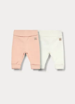 Pack 2 leggings in costina di cotone stretch