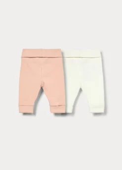 Pack 2 leggings in costina di cotone stretch