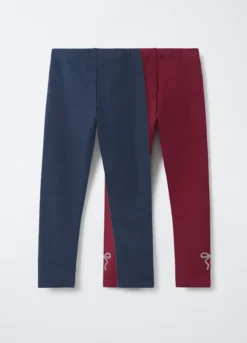 Pack 2 leggings in cotone garzato stretch Fit Regular bambina