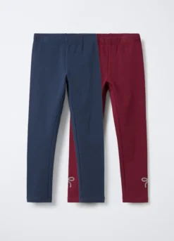 Pack 2 leggings in cotone garzato stretch Fit Regular bambina