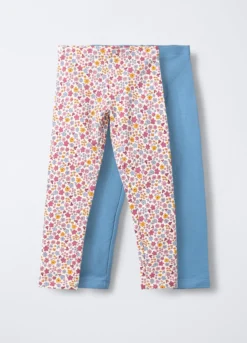 Pack 2 leggings in cotone garzato stretch Fit Regular bambina
