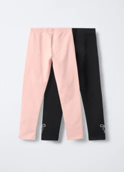 Pack 2 leggings in cotone garzato stretch Fit Regular bambina