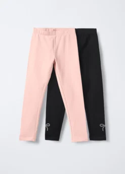 Pack 2 leggings in cotone garzato stretch Fit Regular bambina
