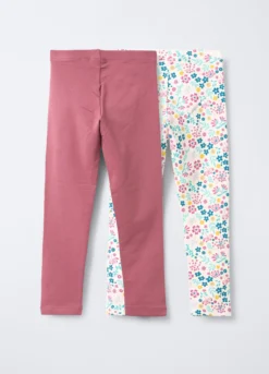 Pack 2 leggings in cotone garzato stretch Fit Regular bambina