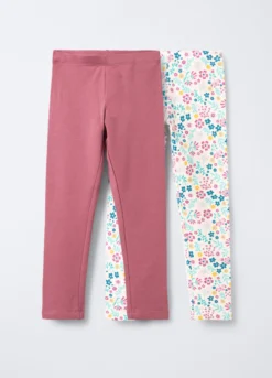 Pack 2 leggings in cotone garzato stretch Fit Regular bambina