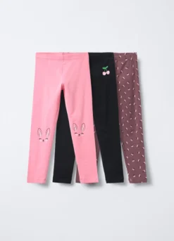 Pack 3 leggings in jersey di cotone stretch Fit Slim bambina