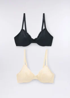 Pack 2 reggiseni a balconcino in microfibra stretch donna