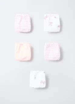 Pack 5 slip in jersey di puro cotone bambina