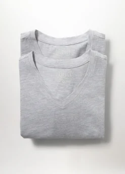 2 pack T-shirt collo a V in cotone stretch uomo