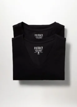 2 pack T-shirt collo a V in cotone stretch uomo