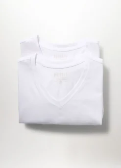 2 pack T-shirt collo a V in cotone stretch uomo