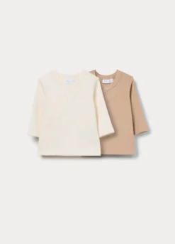 Pack 2 t-shirt in costina di cotone stretch