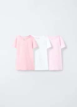 Pack 3 t-shirt intime in costina di puro cotone bambina