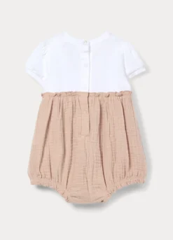 Pagliaccetto girocollo in jersey di cotone stretch neonata