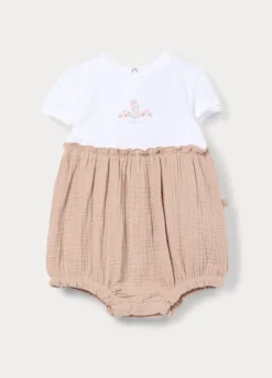 Pagliaccetto girocollo in jersey di cotone stretch neonata
