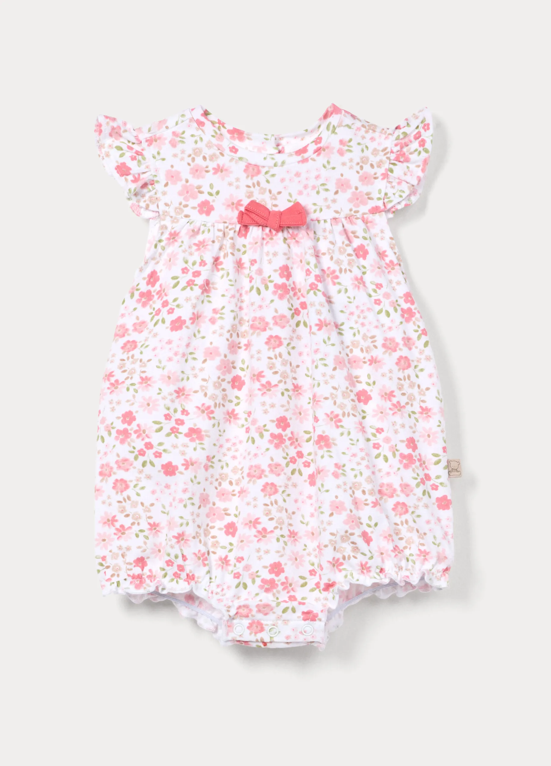 Pagliaccetto girocollo in jersey di cotone stretch neonata