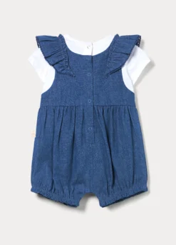 Pagliaccetto in chambray di puro cotone neonata