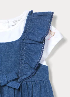 Pagliaccetto in chambray di puro cotone neonata