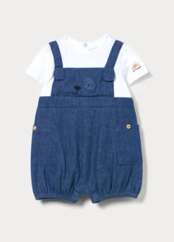 Pagliaccetto in puro cotone chambray neonato