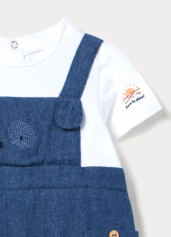 Pagliaccetto in puro cotone chambray neonato