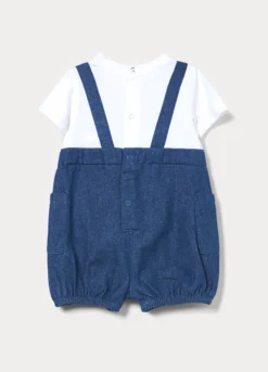 Pagliaccetto in puro cotone chambray neonato