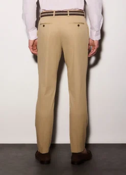 Pantalone chino marrone slim fit in cotone stretch uomo