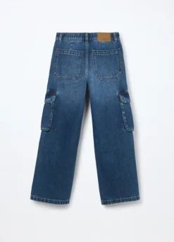 Pantaloni cargo in denim di puro cotone ragazza