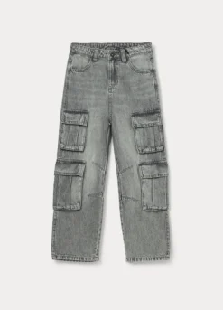 Pantaloni cargo in denim misto cotone ragazzo