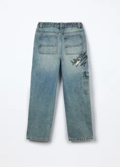 Pantaloni cargo in denim misto cotone ragazzo