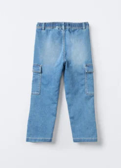 Pantaloni cargo in denim misto cotone stretch Straight Fit bambino