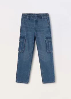 Pantaloni cargo in denim di misto cotone ragazzo