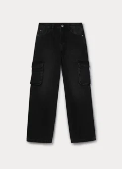Pantaloni cargo in denim di puro cotone ragazza
