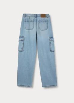 Pantaloni cargo in denim misto cotone ragazza