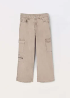 Pantaloni cargo in denim di puro cotone ragazza