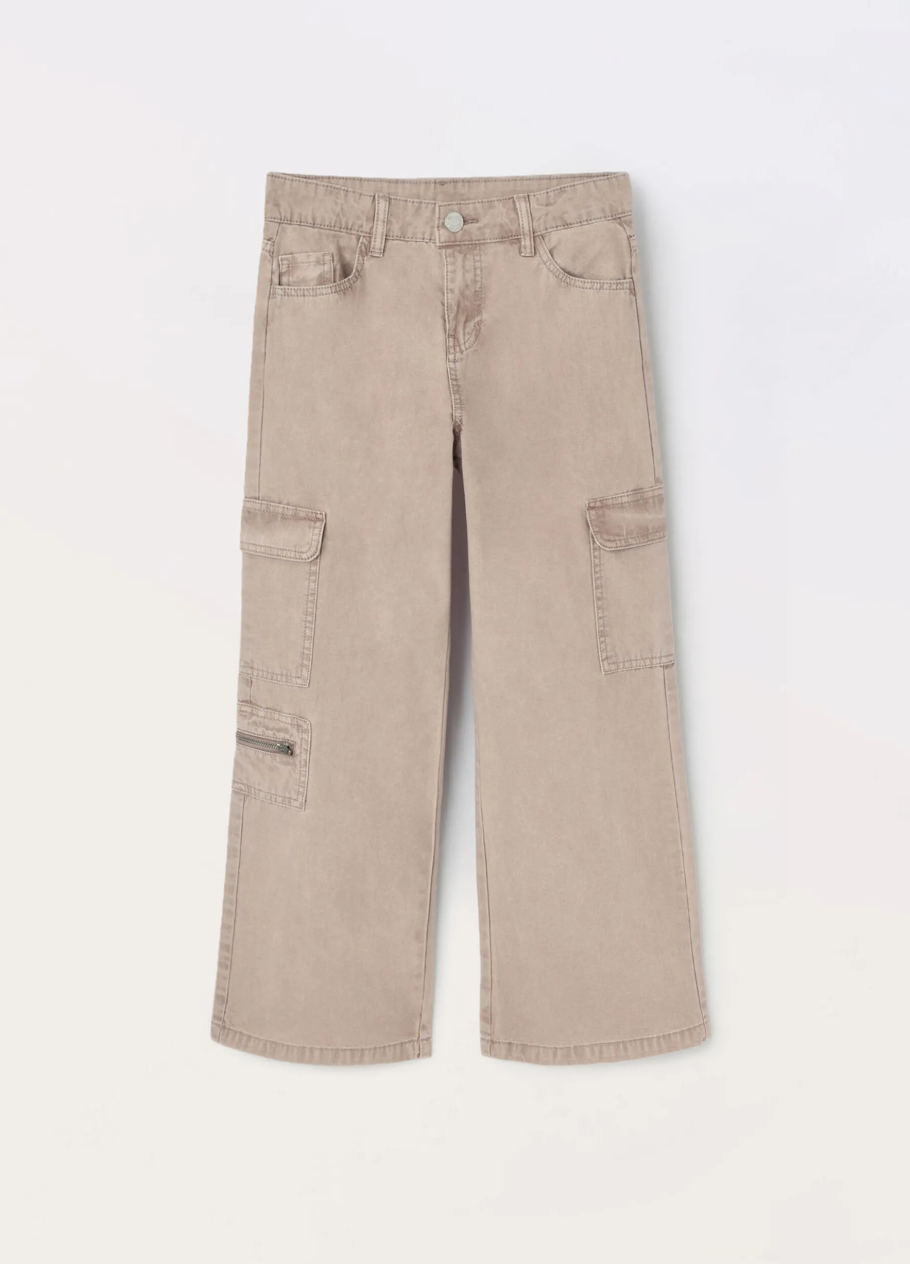 Pantaloni cargo in denim di puro cotone ragazza