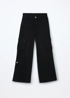 Pantaloni cargo wide leg in denim ragazza