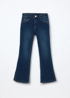 Pantaloni flare fit in denim di cotone stretch ragazza
