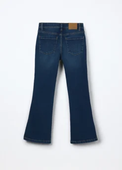 Pantaloni flare fit in denim di cotone stretch ragazza
