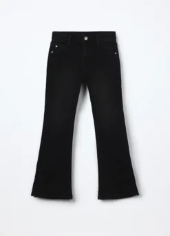 Pantaloni flare fit in denim di cotone stretch ragazza